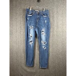 Kylie High Rise Curvy Skinny Ankle Jeans !iT Size 14 Blue Denim Distressed
